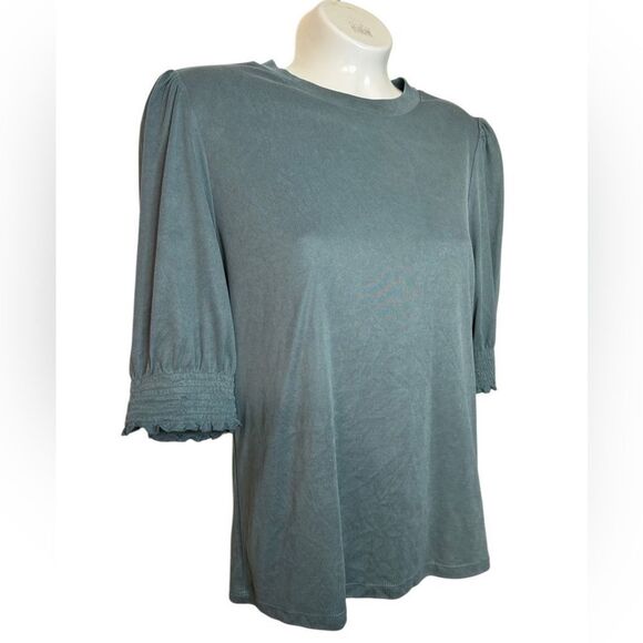 Lucky Brand Dusty Green Puff Sleeve Top - Picture 2 of 6
